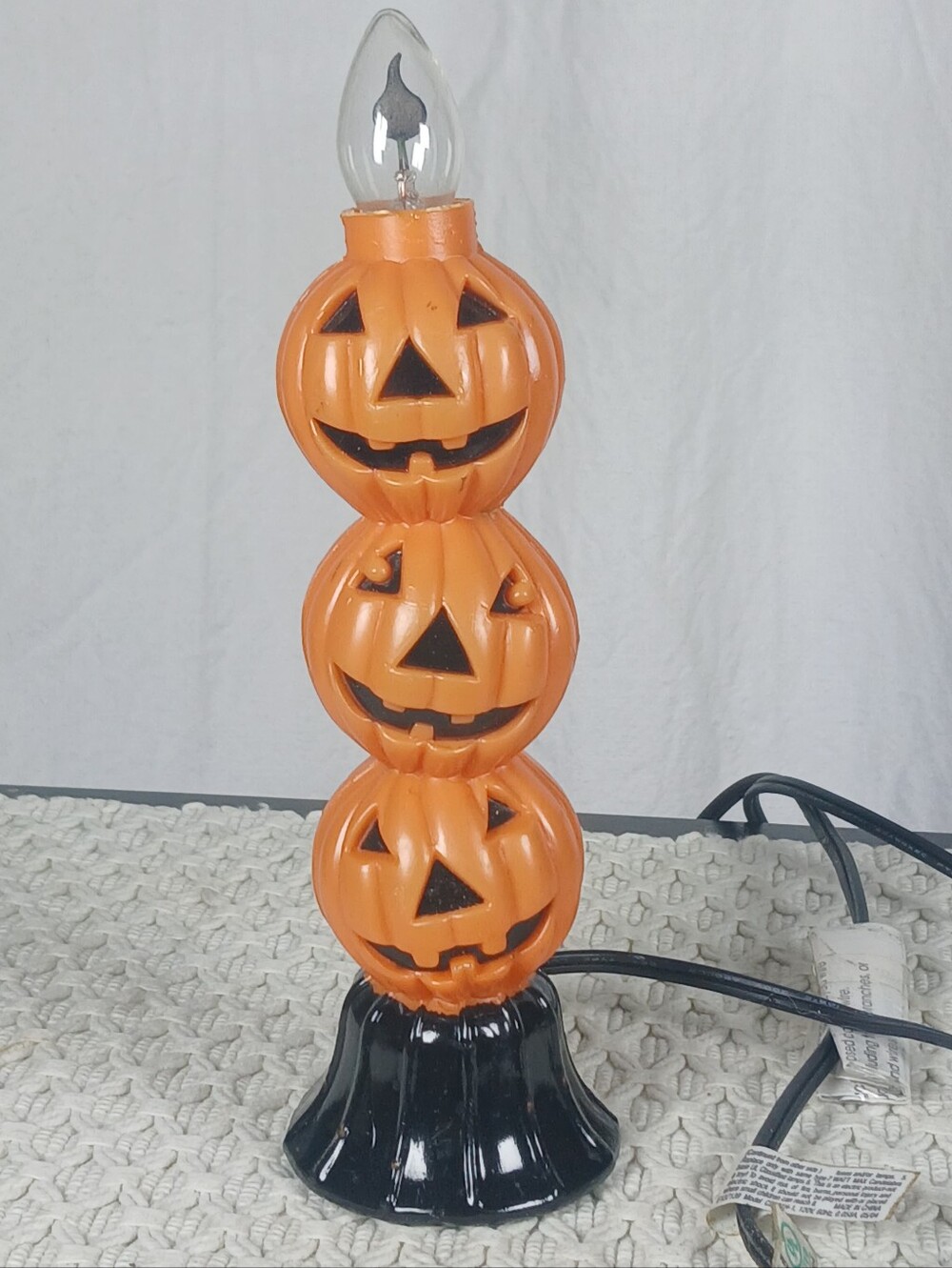 Stacked Jack O Lantern Blow Mold Candolier Flickering Light Halloween Pumpkins